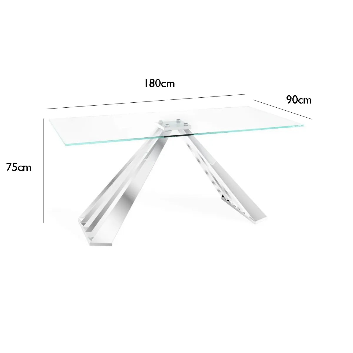 Dominique Clear Glass Top 1.8M Dining Table with 4 Chairs