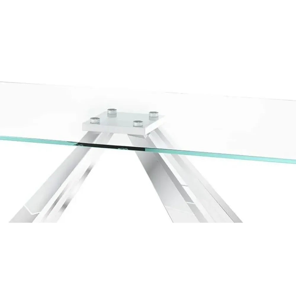 Dominique Clear Glass Top 1.8M Dining Table