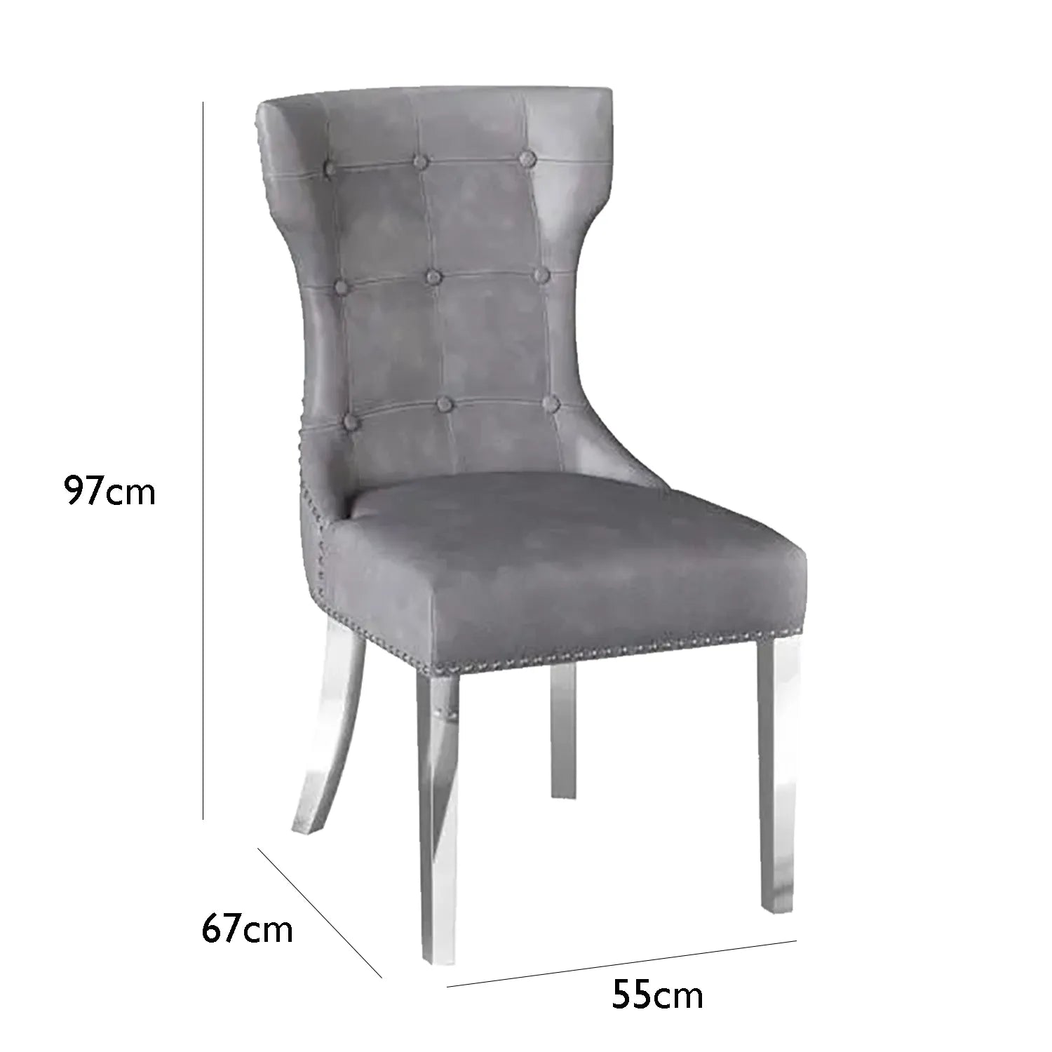 Dominique Cloudy Grey Leather Set of 4 Dining Chairs