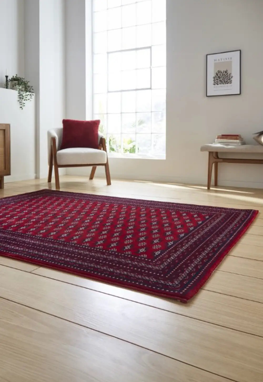 Dubai 62096 Traditional Patterned Border Rugs in Red