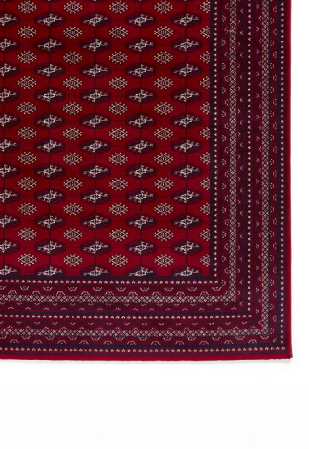 Dubai 62096 Traditional Patterned Border Rugs in Red