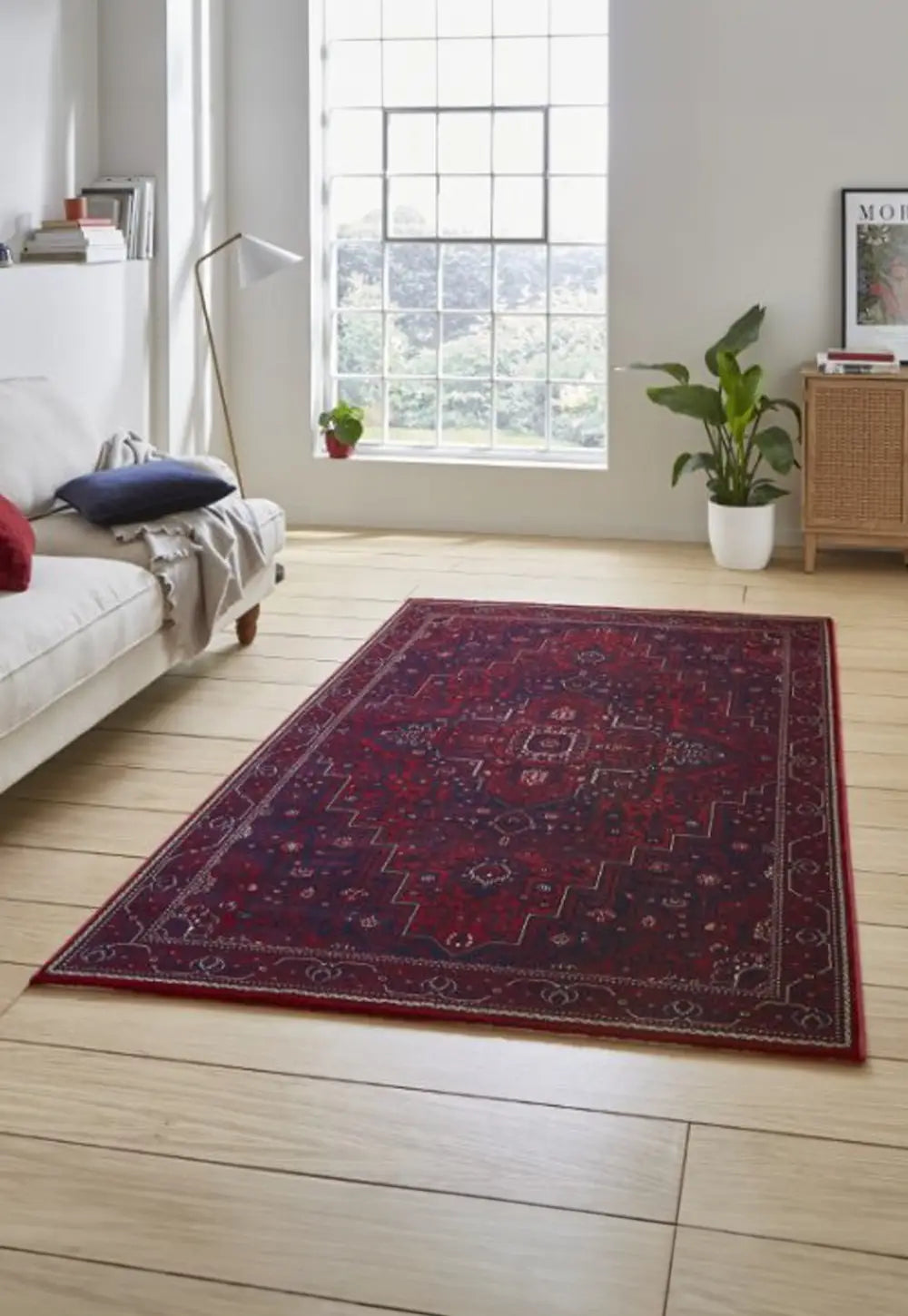 Dubai 62101 Traditional Patterned Border Rugs in Red