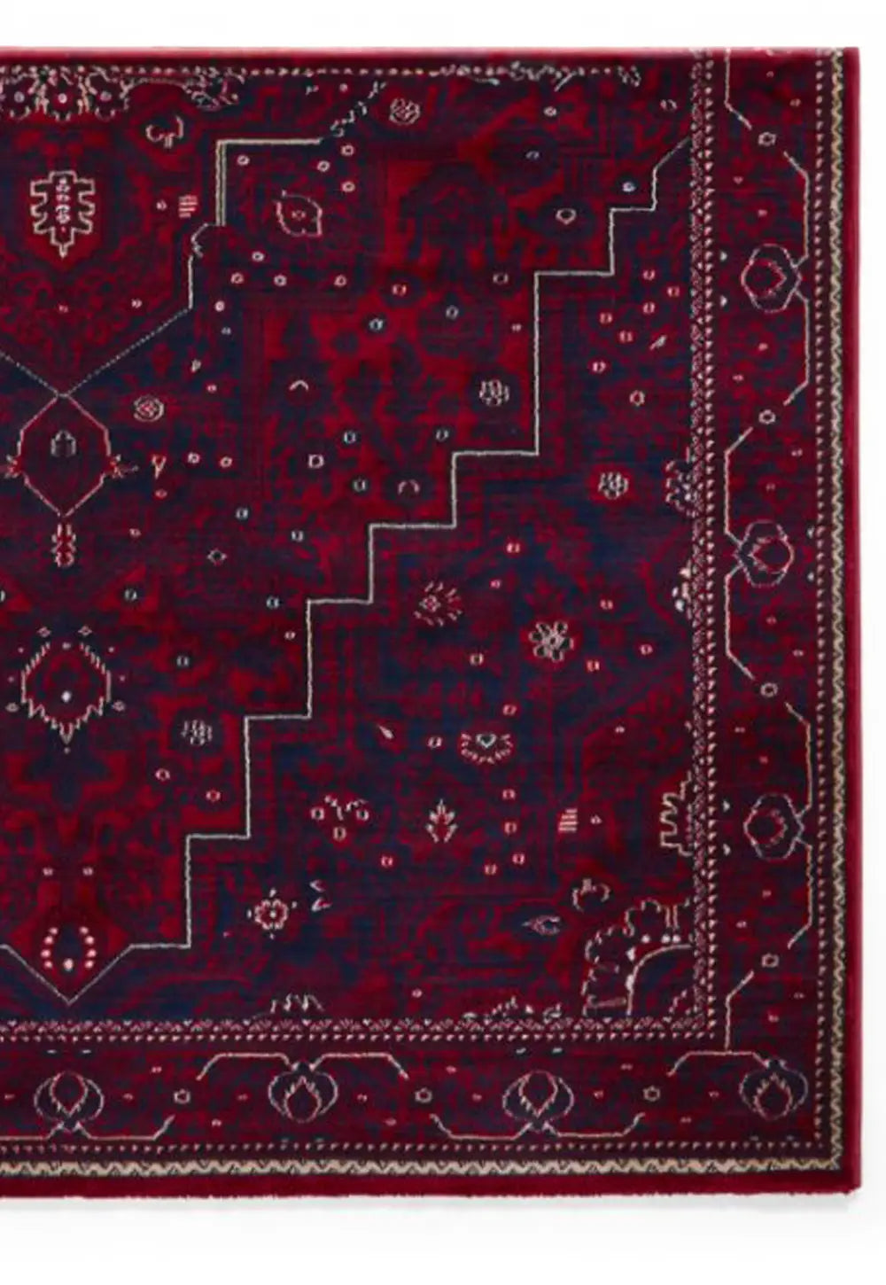 Dubai 62101 Traditional Patterned Border Rugs in Red