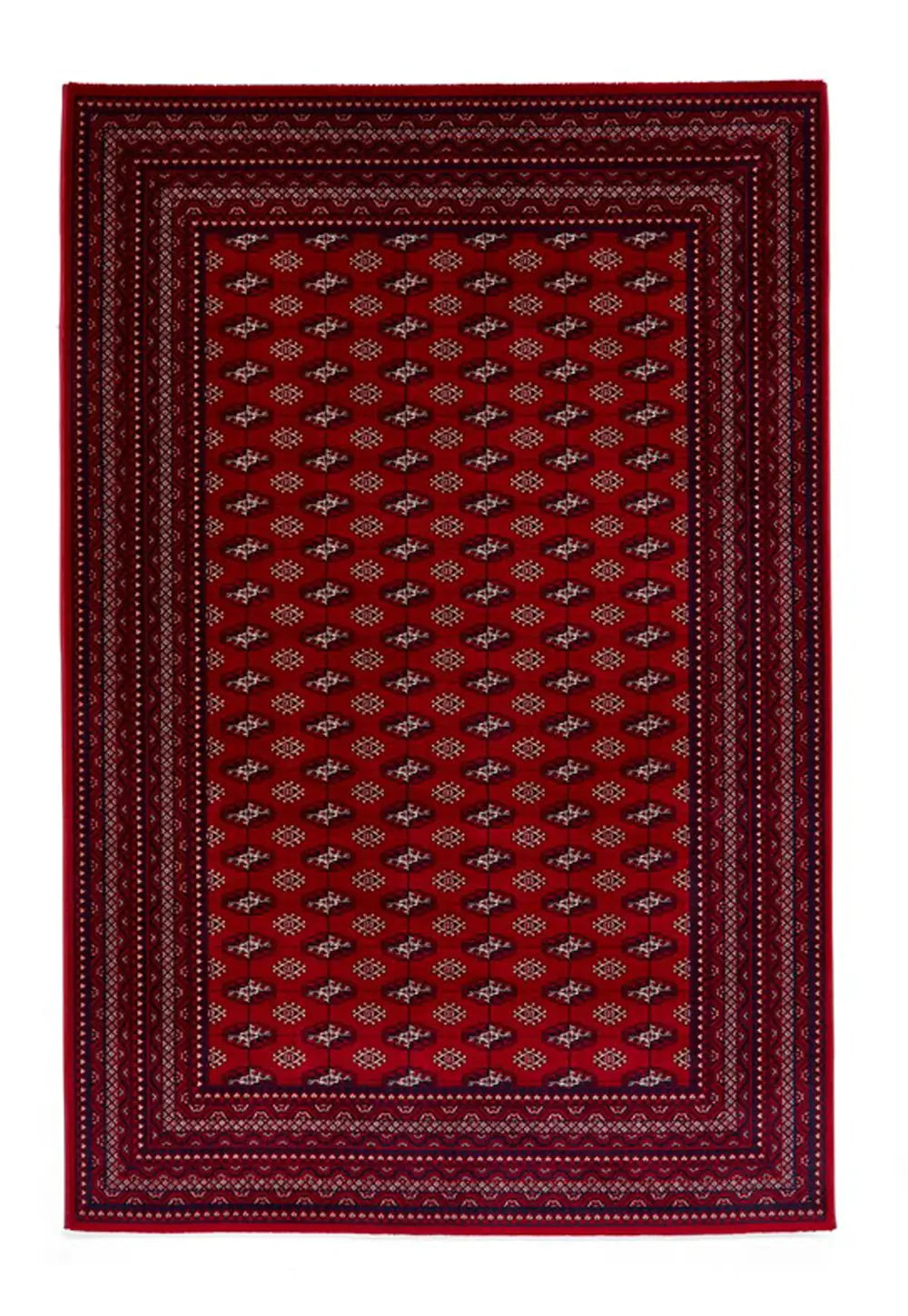 Dubai 62096 Traditional Patterned Border Rugs in Red