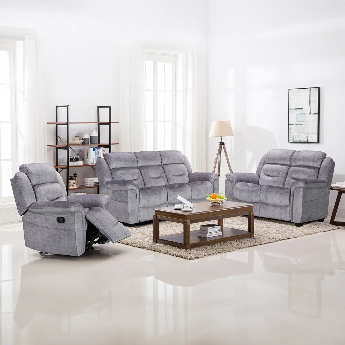 Dudley Grey Fabric 2 Seater Fixed Sofa