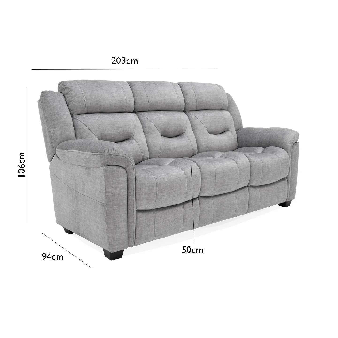 Dudley Grey Fabric 3 Seater Sofa