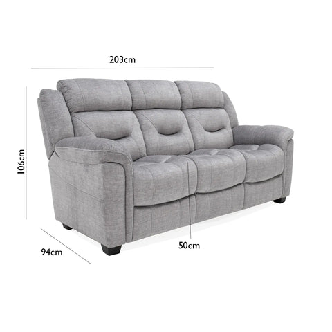 Dudley Blue Fabric 3 Seater Sofa