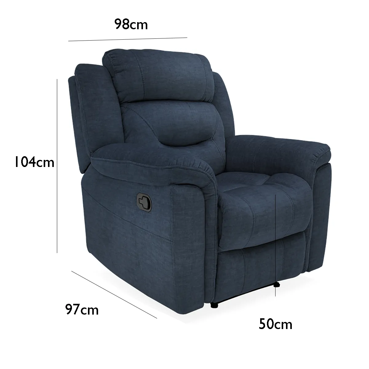 Dudley Blue Fabric Reclining Arm Chair