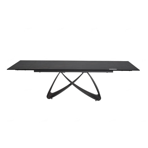 Black Stone Effect Extending Dining Table