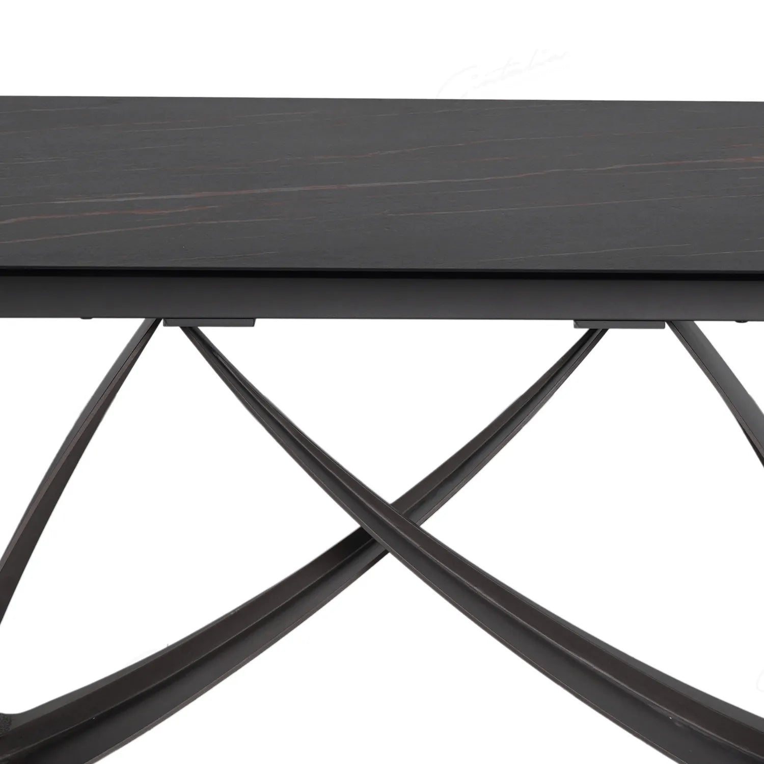 Dune Black & Sunset Gold Vein Ceramic Extending Dining Table