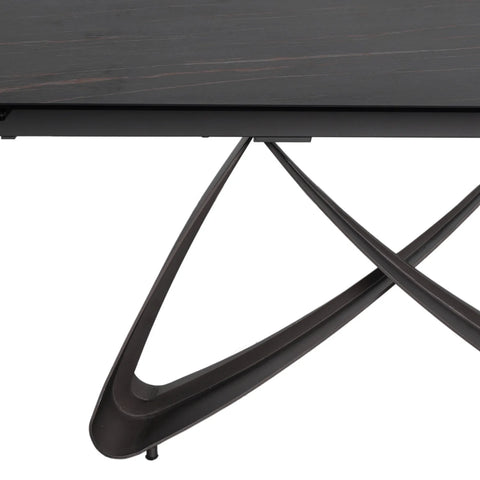 Dune Black & Sunset Gold Vein Ceramic Extending Dining Table - Metal Base