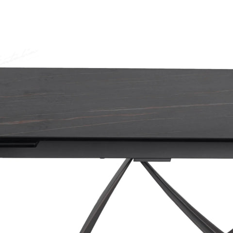 Dune Pedestal Base Black & Sunset Gold Vein Ceramic Extending Dining Table