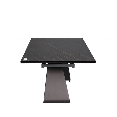 Dune Black & Sunset Gold Vein Ceramic Extending Dining Table - Side View
