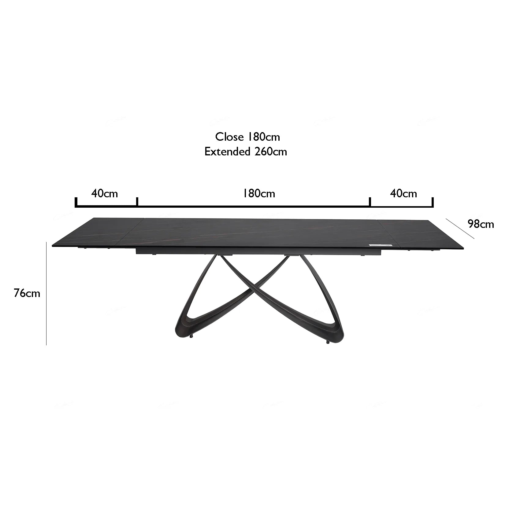 Dune Black & Sunset Gold Vein Ceramic Extending Dining Table