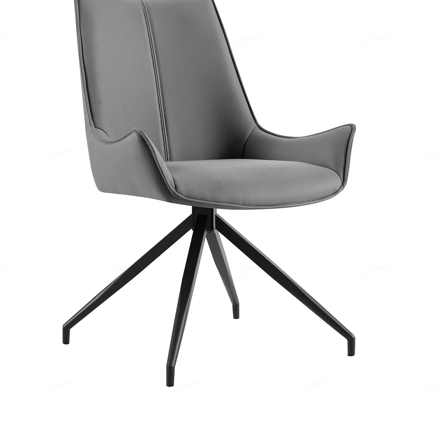 Grey Leather Dining Chair Black Legs