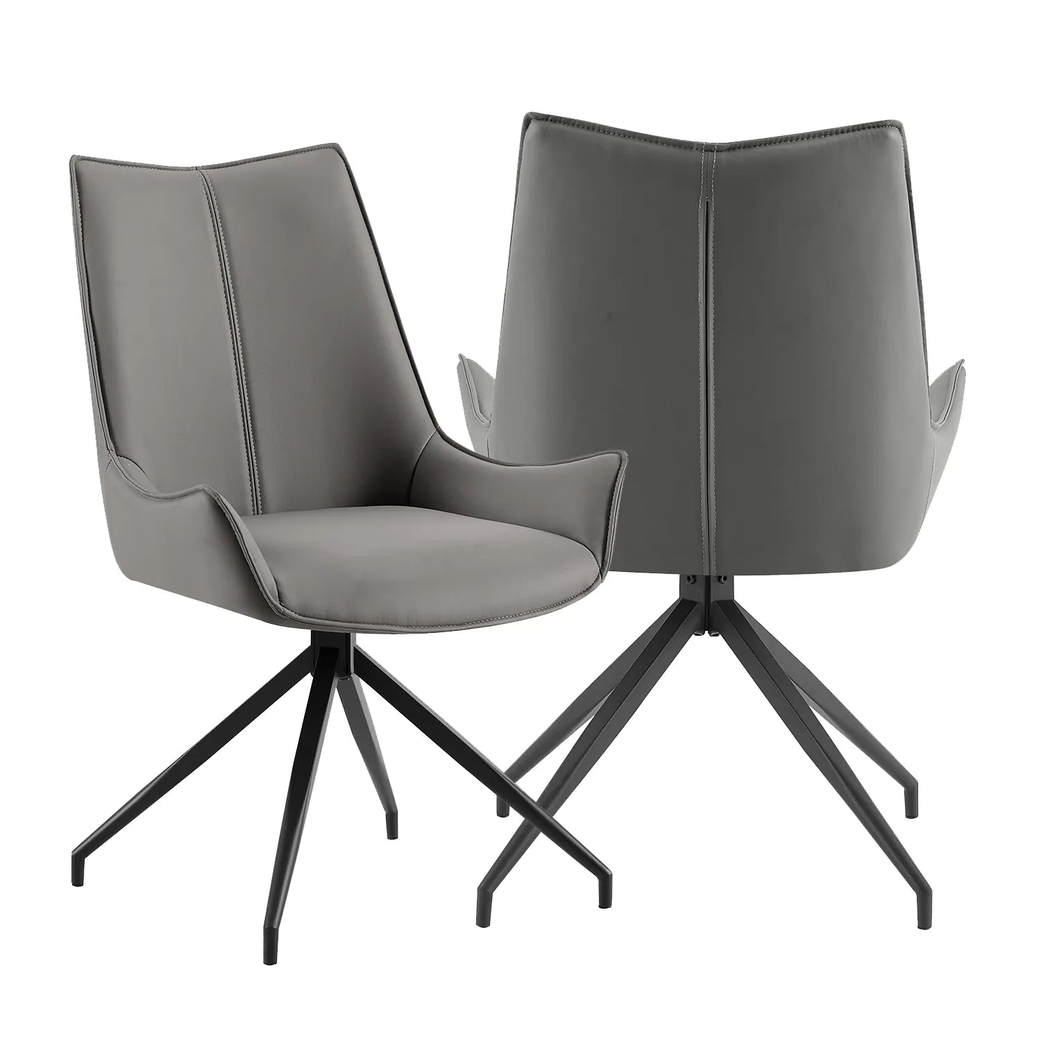 Dune Grey PU Leather Swivel Dining Chairs 