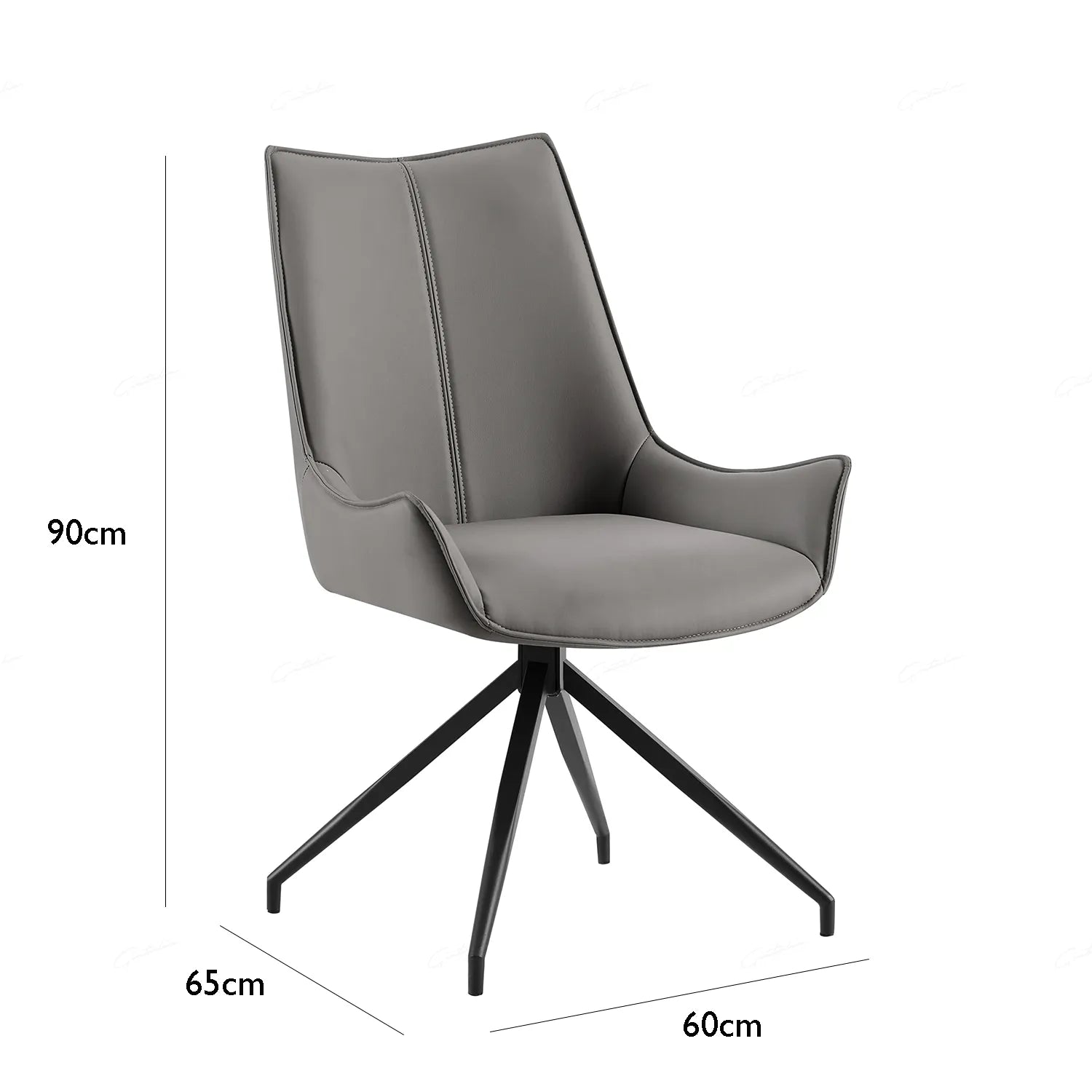 Dune Grey PU Leather Arm Swivel Dining Chairs 