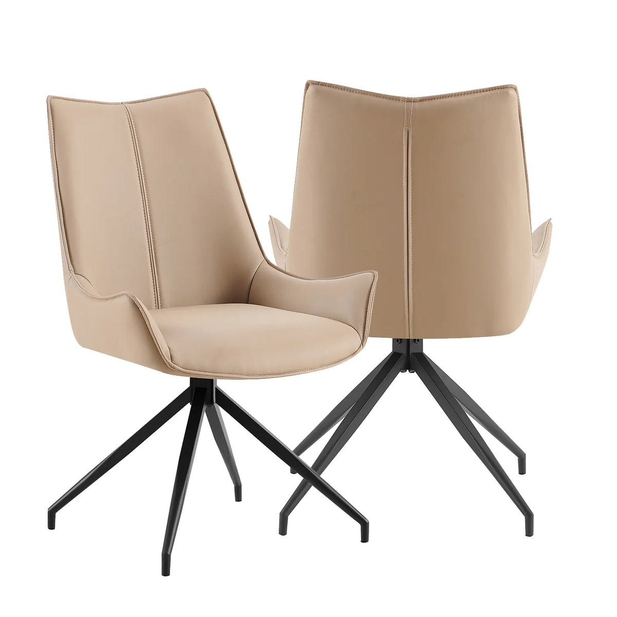 Dune Mink PU Leather Swivel Dining Chairs – Set of 4