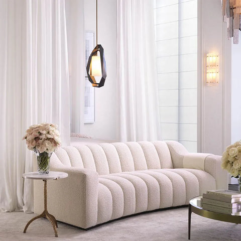 EICHHOLTZ KELLY Inspired  Paloma 3 Seater Sofa upholstered in Oatmeal (cream) Boucle Teddy fabric - Lifestyle Image 2