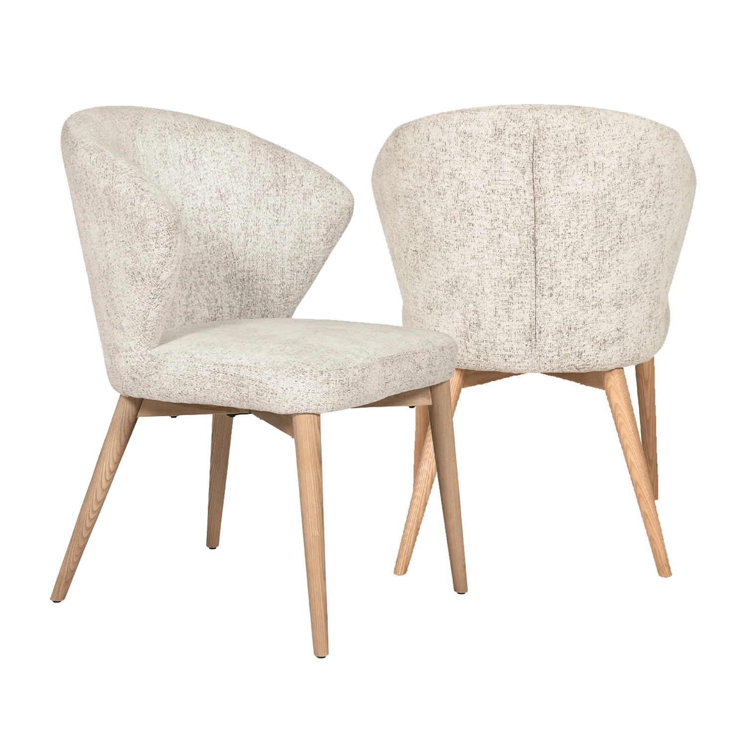 Set of 4 Eveleen Fabric Dining Chair in Natural