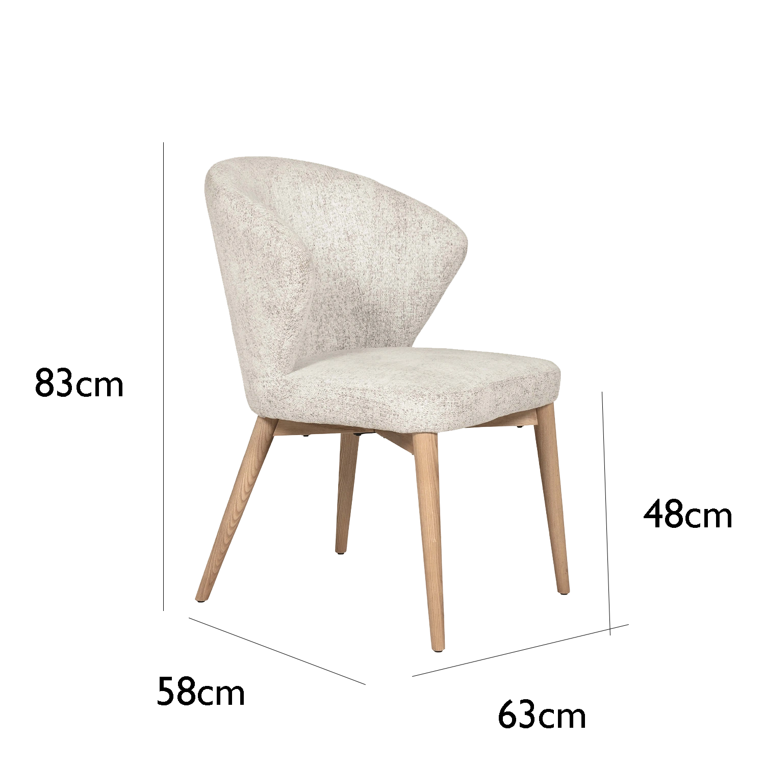 Set of 4 Eveleen Fabric Dining Chair in Natural