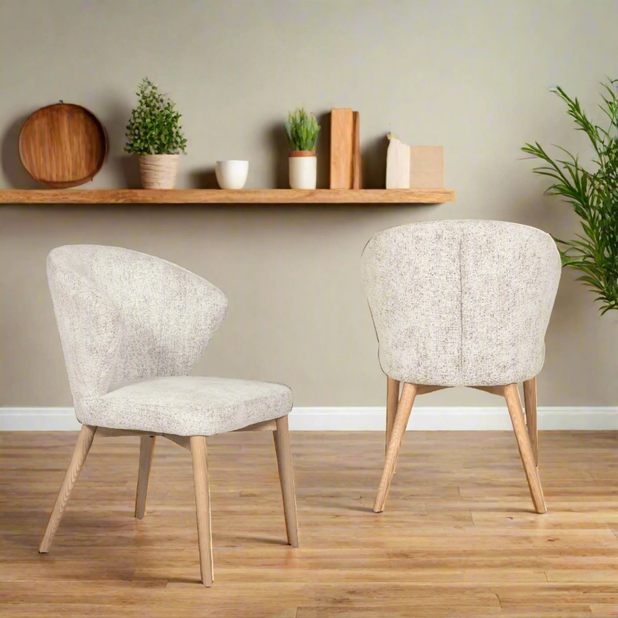 Set of 4 Eveleen Fabric Dining Chair in Natural