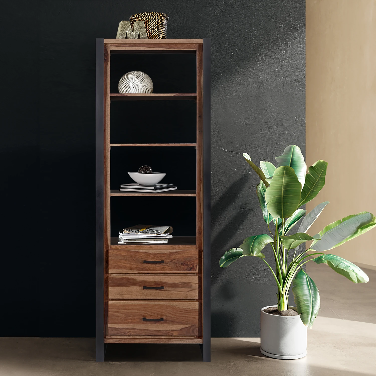 Earth Bookcase with Drawers