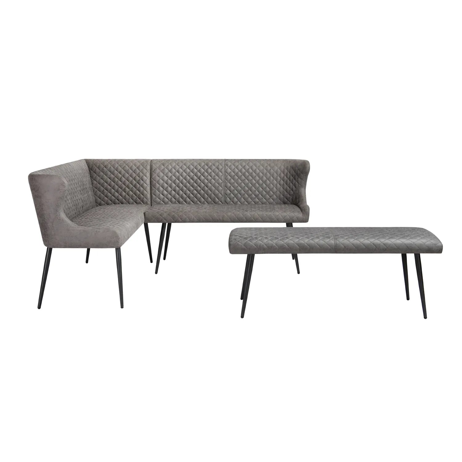 Earth Grey Corner and Backless Dining Bench Set, Also available in Tan - Bench Set in Grey