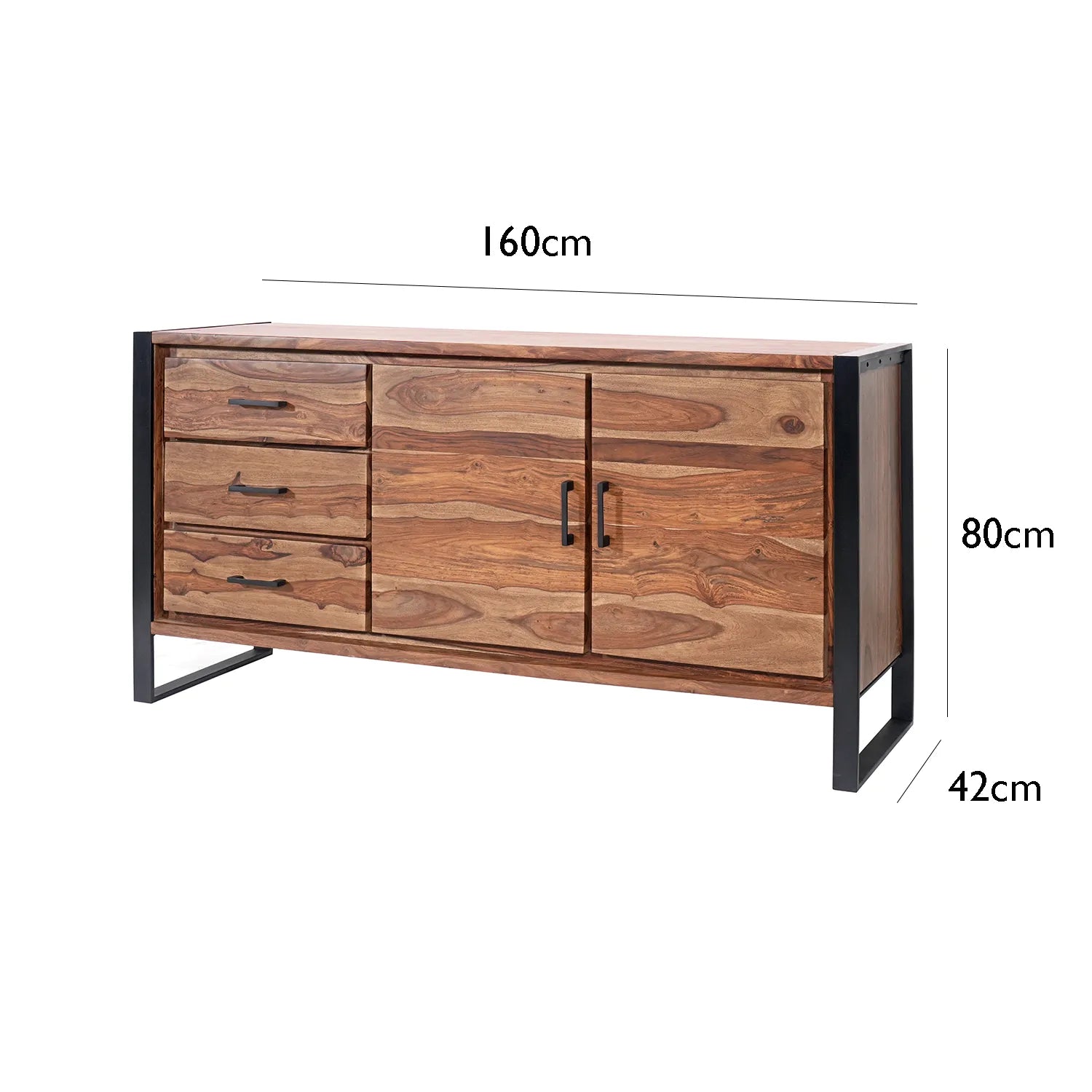 Hoxton Sheesham Large Sideboard - Dimensions