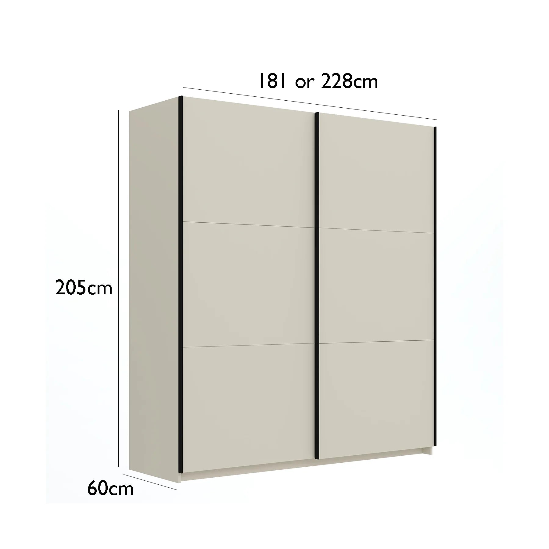 Eldon Cashmere Decor Sliding Door Wardrobe - Dimensions 