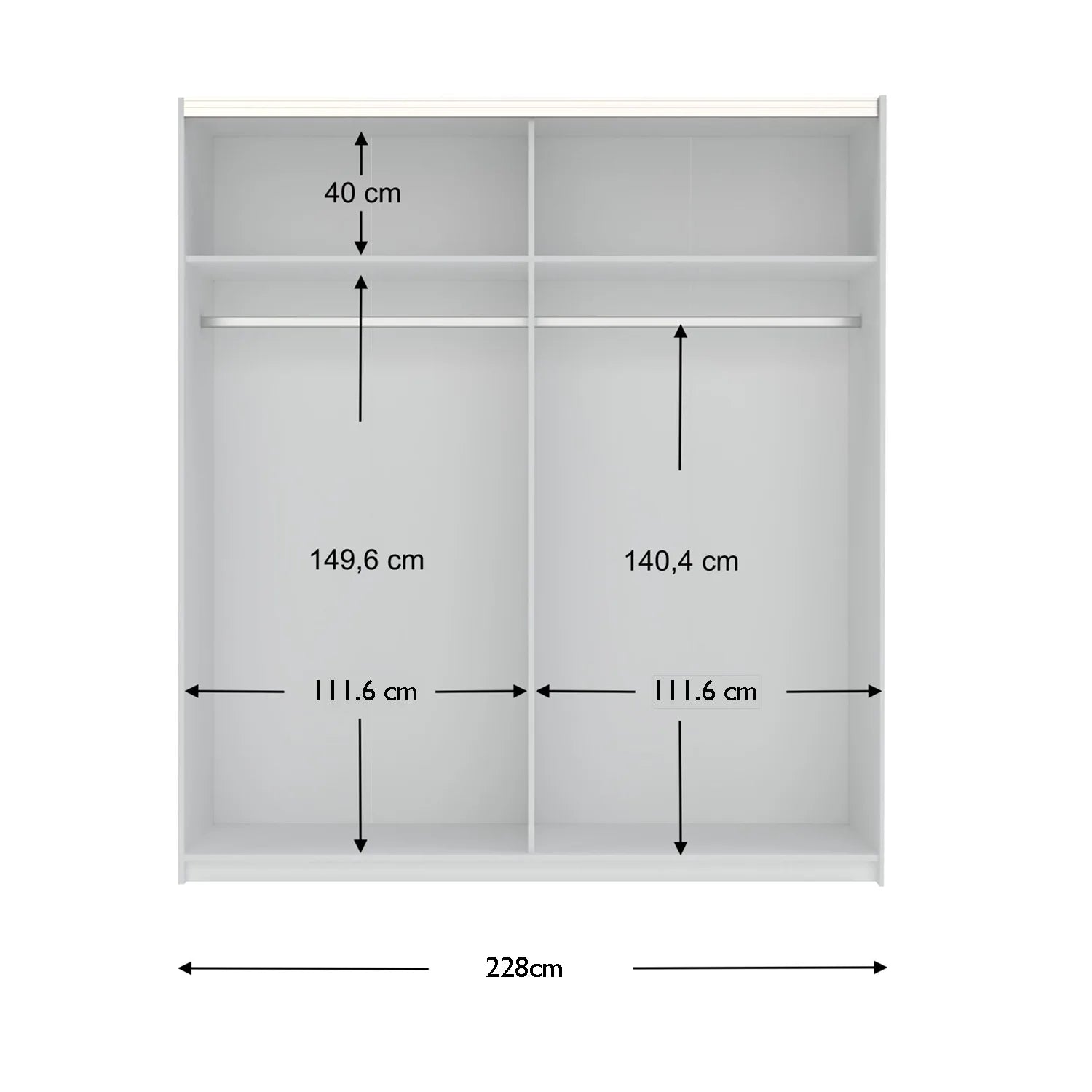 Eldon Cashmere Decor Sliding Door Wardrobe Width 228cm