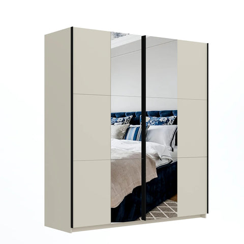 Eldon Premium Cashmere Decor Sliding Door Wardrobe with Mirror Pads