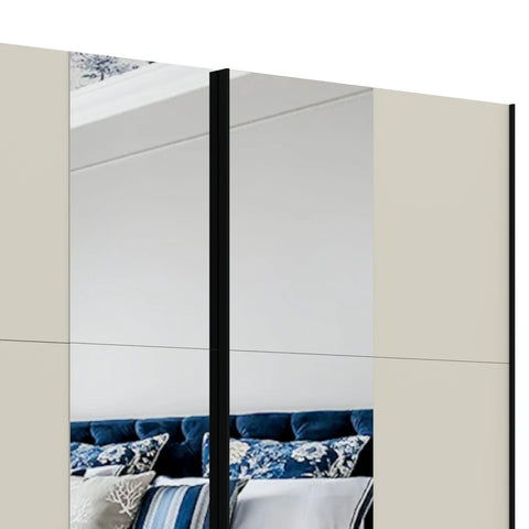 Eldon Premium Champagne Decor Sliding Door Wardrobe with Mirror Pads