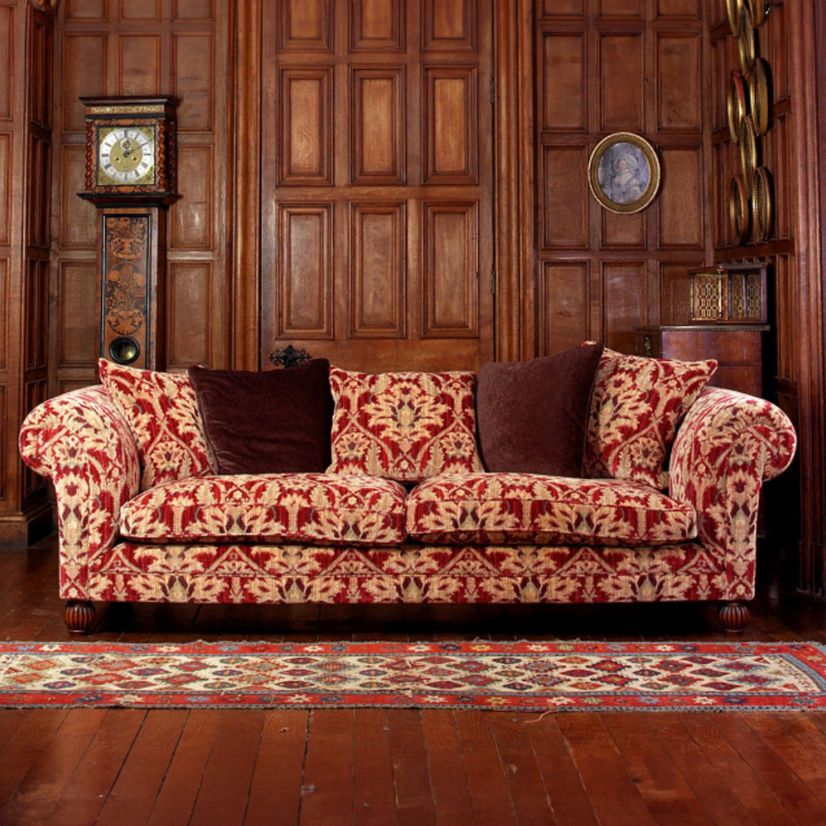 Elgar Grand Tetrad Sofa in Enigma Claret Fabric, also available in Grand, Snuggler, Highback Chair and Footstool - Lifestyle Image