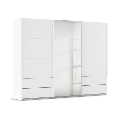 Elon White 181cm Sliding 2 Door Wardrobe with Drawers & Mirror