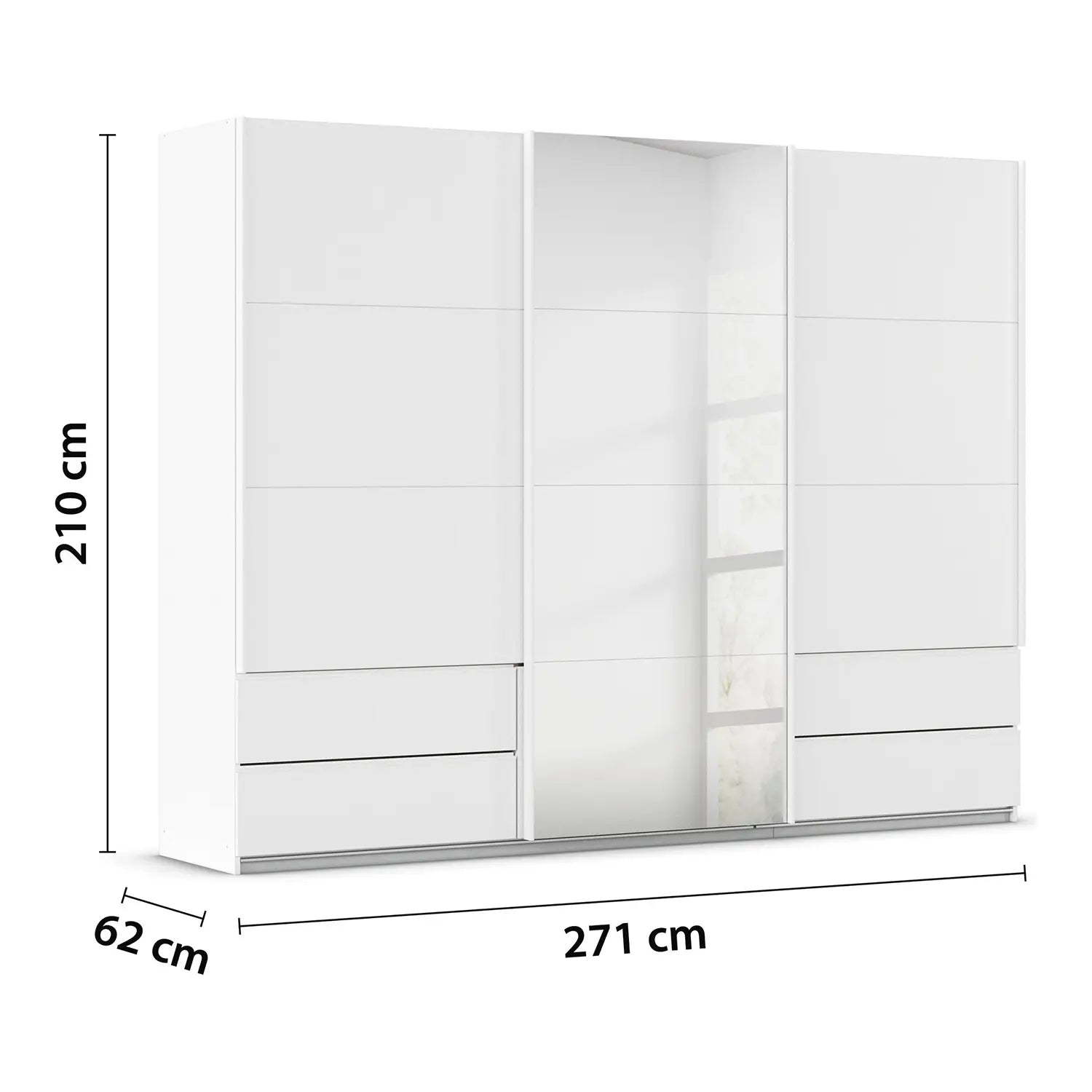 Elon White 181cm Sliding 2 Door Wardrobe with Drawers & Mirror