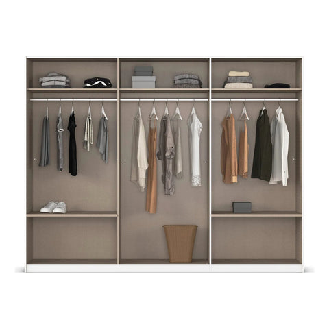 Elon Metallic Grey 181cm Sliding 2 Door Wardrobe with Drawers & Grey Mirror