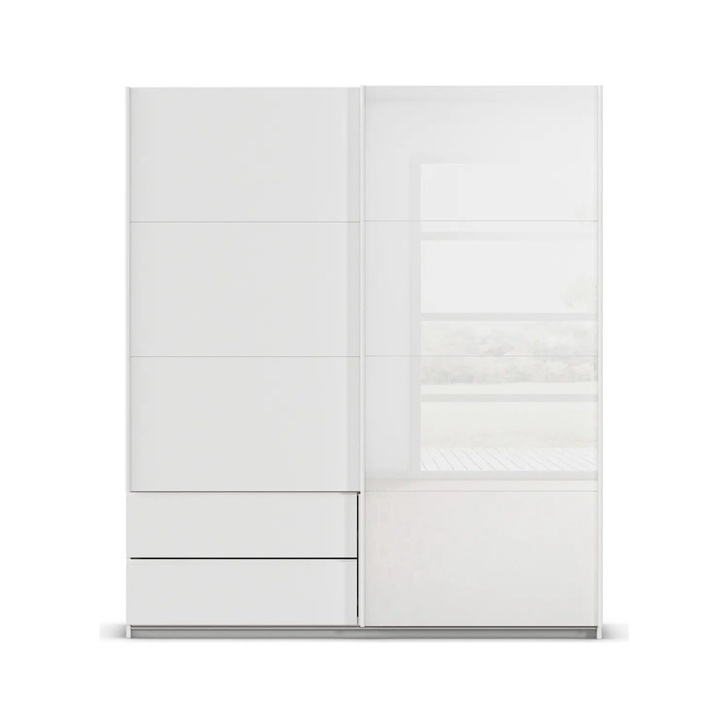 Elon 181cm White 2 Door Sliding Wardrobe with Drawers