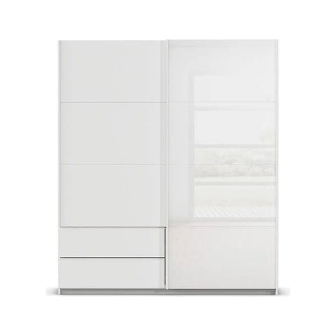 Elon 181cm White 2 Door Sliding Wardrobe with Drawers - Front