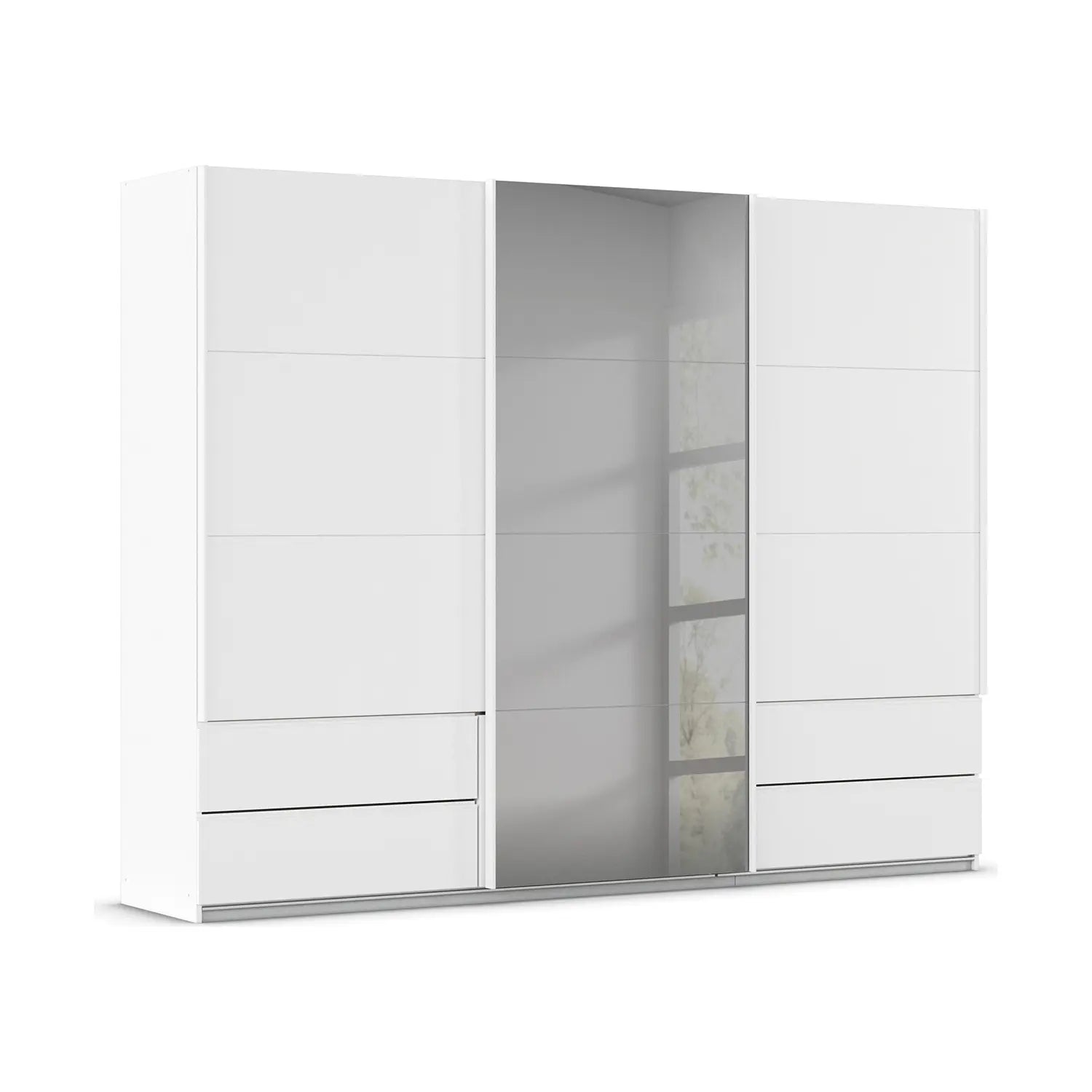 Elon White 181cm Sliding 2 Door Wardrobe with Drawers & Mirror