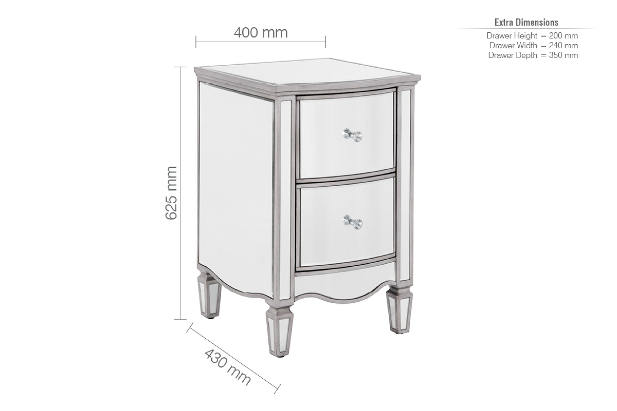 Aurelia 2 Drawer Glass Bedside Table