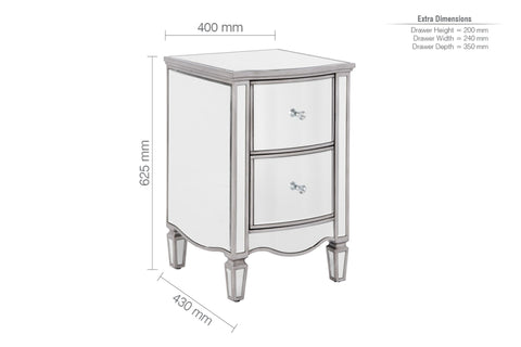 Aurelia 2 Drawer Glass Bedside Table