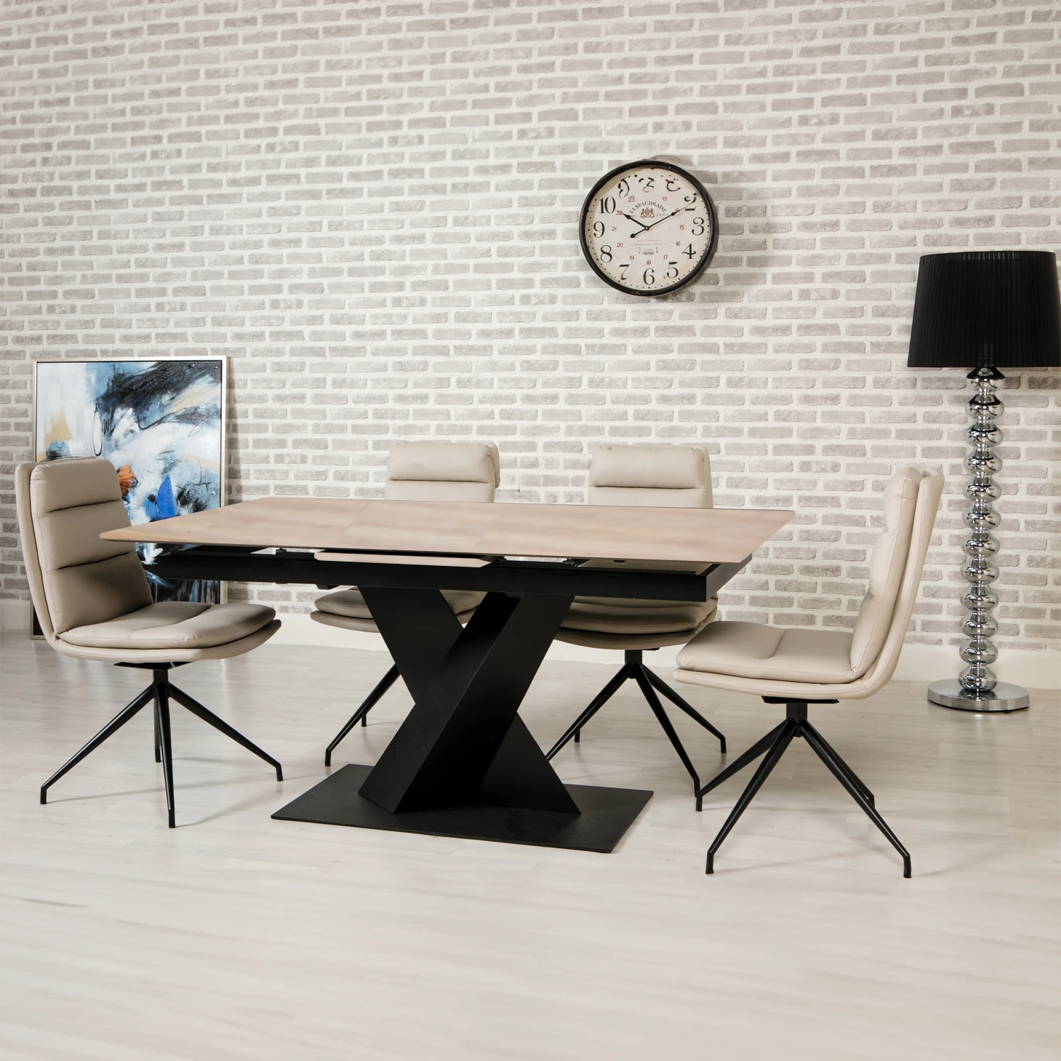 Enterprise Oak Extending Dining Table 160-200cm, also available in Light Walnut and Grey - Lifestyle Image