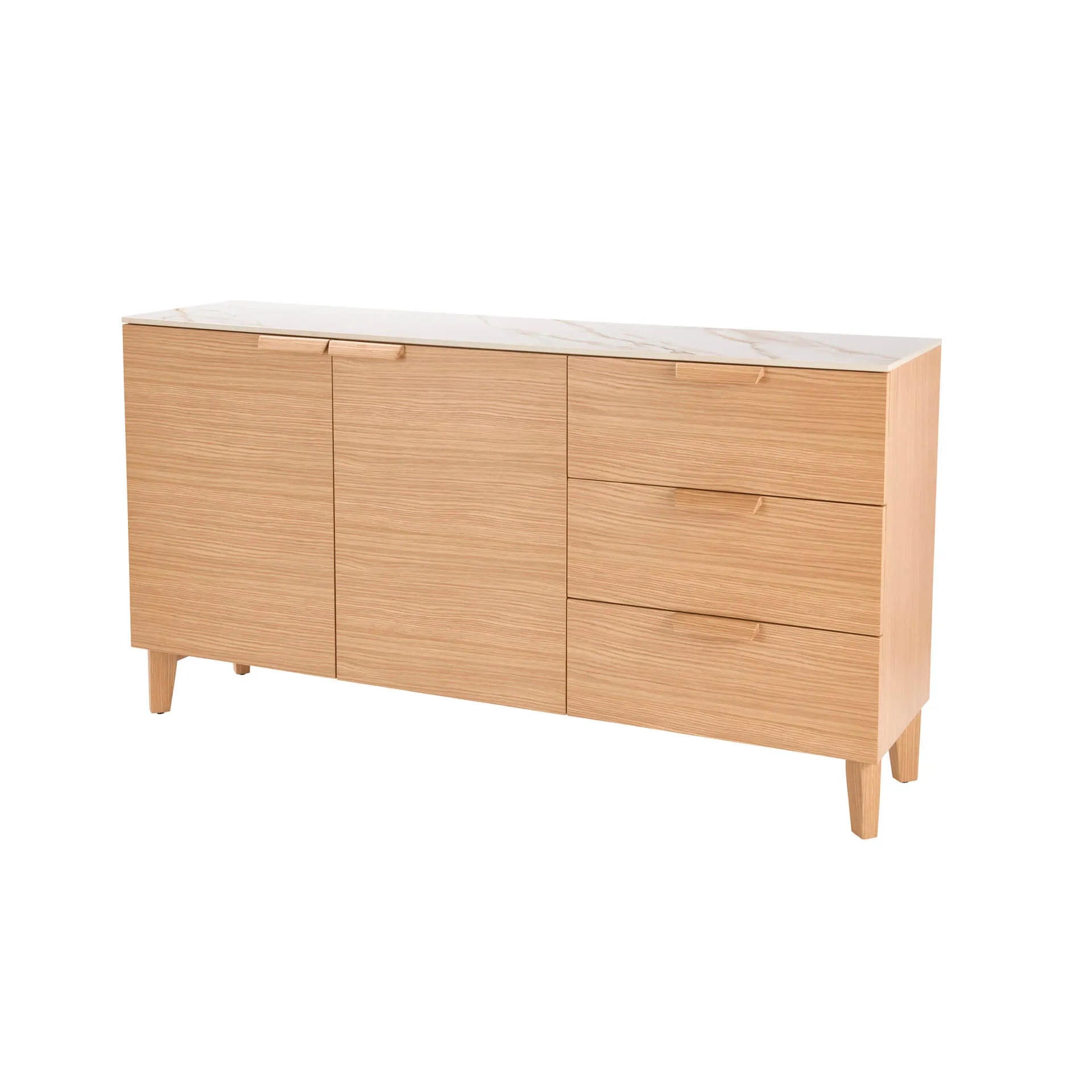 Eveleen Sideboard Light Oak With White Ceramic Top