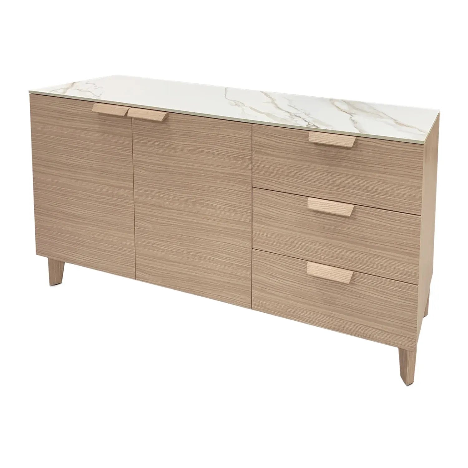 Eveleen Sideboard Light Oak With White Ceramic Top