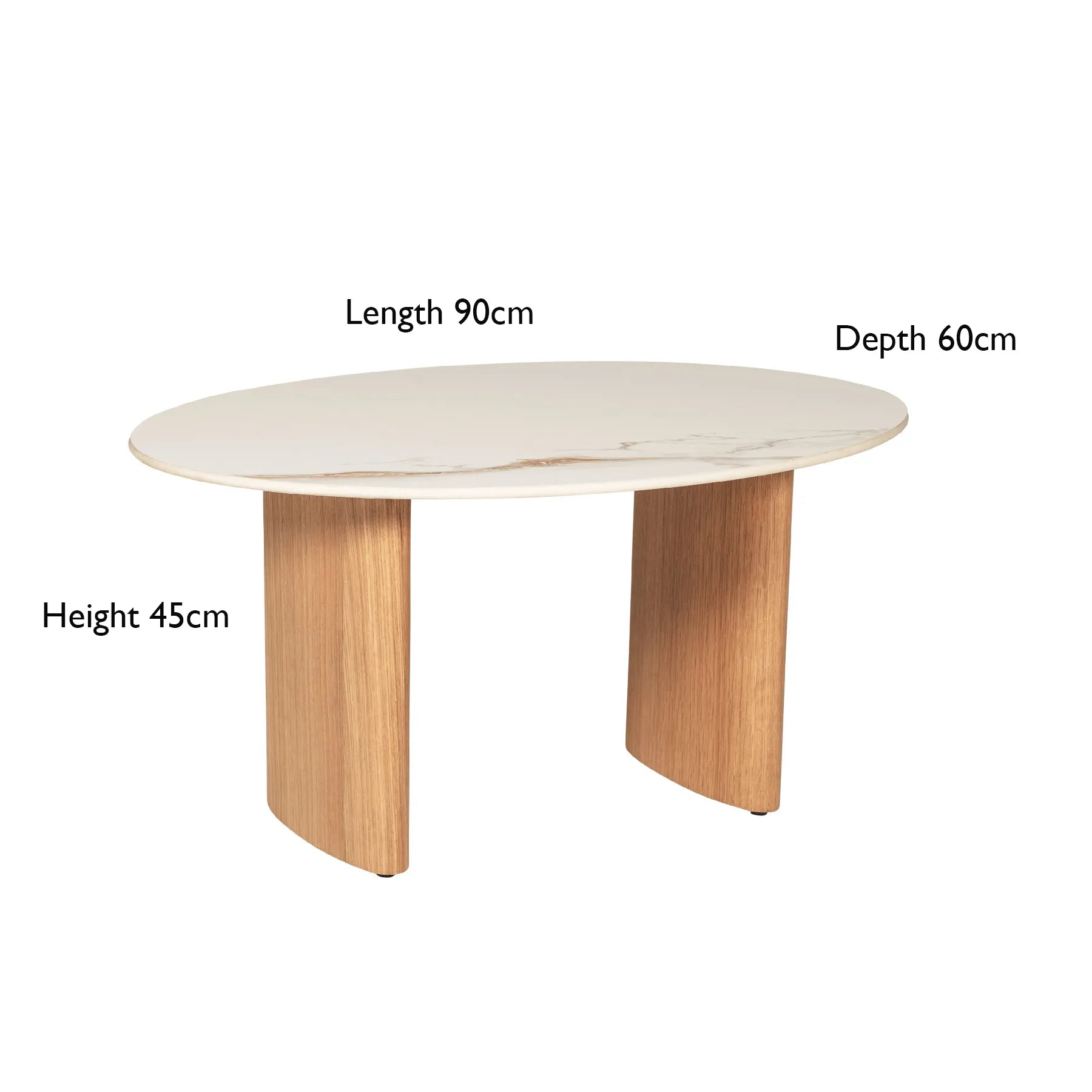 Eveleen Coffee Table Light Oak With White Ceramic Top