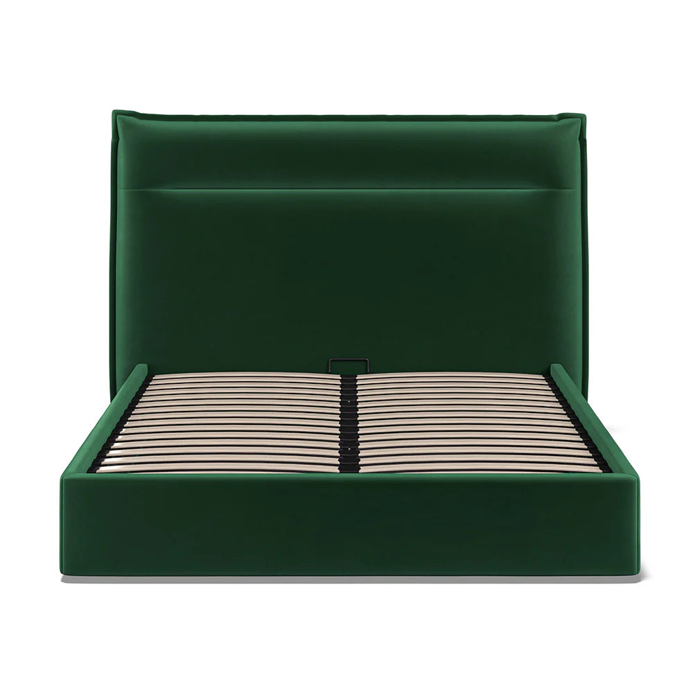 Bella Green Soft Velvet Fabric Ottoman Bed Frame