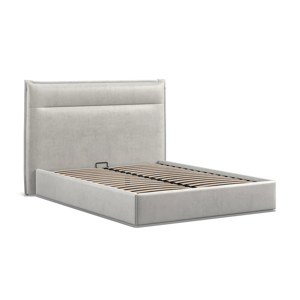 Bella Silver Soft Velvet Fabric Ottoman Bed Frame