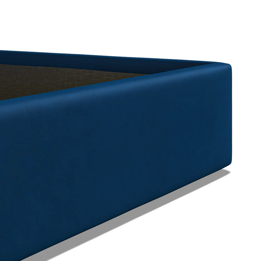 Bella Blue Soft Velvet Fabric Ottoman Bed Frame