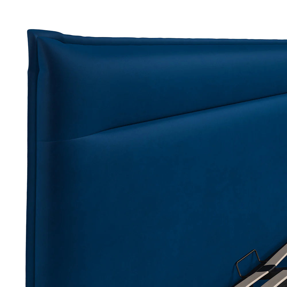 Bella Blue Soft Velvet Fabric Ottoman Bed Frame